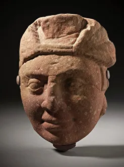 Mottled Red Sandstone Prints: Head of a Nobleman, 2nd century. Creator: Unknown