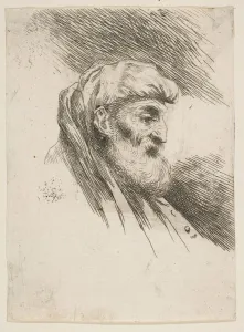 Castiglione Gallery: Head of an old bearded man facing right, from the series of Small Heads in Orien... ca