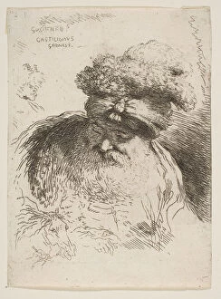 Castiglione Gallery: Head of an old bearded man with a turban, from the series of Small Heads in Orie... ca