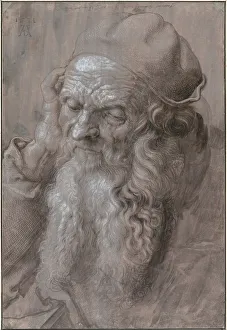 White Colour On Paper Prints: Head of an Old Man, 1521. Artist: Durer, Albrecht (1471-1528)