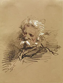 Pain Prints: Head of an Old Man, 1852-1866. Creator: Paul Gavarni