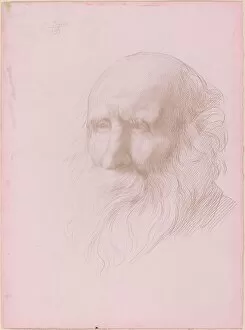 Worried Collection: Head of an Old Man, 1897. Creator: Alphonse Legros