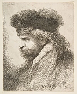 Castiglione Gallery: Head of an old man facing left, from the series of Large Oriental Heads, ca. 1645-50