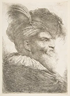Castiglione Prints: Head of an old man facing right, from the series of Large Oriental Heads, ca. 1645-1650