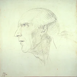 David Louis Prints: Head of an Old Man in Profile, c. 1791 or 1816–1820. Creator: Jacques-Louis David