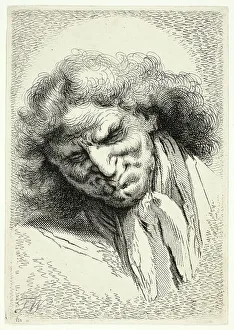 Kerchief Prints: Head of an Old Man Sleeping, n.d. Creator: Thomas Worlidge