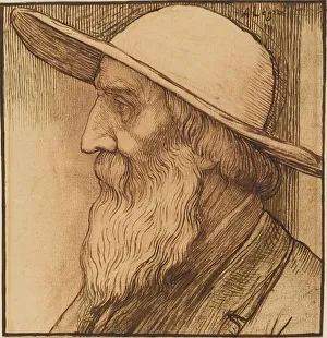 Head of an Old Man with a Wide-Brimmed Hat. Creator: Alphonse Legros