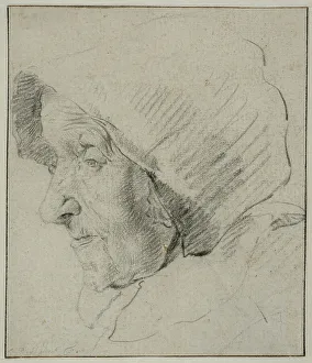 Cornelis Visscher Prints: Head of an Old Woman in a Hood. Creator: Cornelis de Visscher