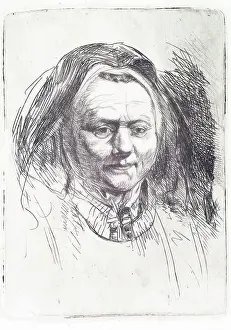 Elderly Woman Prints: Head of an Old Woman (in the style of Rembrandt), (c1620s), c1820s. Creator: Andrew Geddes