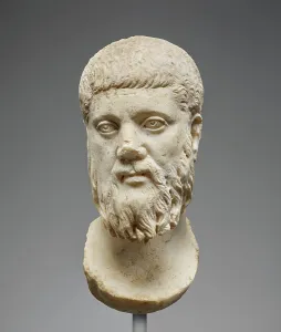 Head of Plato (worked for insertion into a statue), mid-3rd century A.D. Creator: Unknown