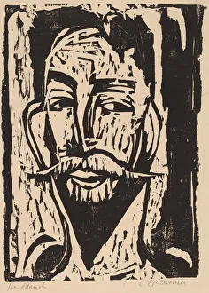 Die Brucke Prints: Head of Prof. Dr. Graef, 1915. Creator: Ernst Kirchner