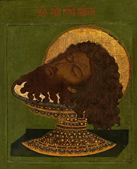 Moscow School Prints: Head of Saint John the Baptist in a cup, between 1570 and 1630. Creator: Moscow School