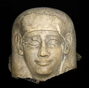Ptolemaic Gallery: Head From a Sarcophagus, Egypt, Ptolemaic Period (332 BCE-30 BCE). Creator: Unknown