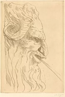 Horned Gallery: Head of a Satyr (Tete de satyre). Creator: Alphonse Legros
