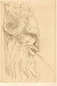Horned Prints: Head of a Satyr (Tete de satyre). Creator: Alphonse Legros