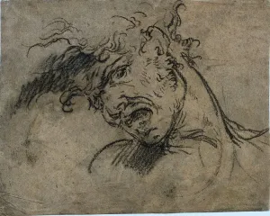 Black Crayon Prints: Head of a Screaming Man, 1792. Creator: Benjamin West (American, 1738-1820)