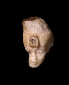 Amenhotep Iv Collection: Head From a Shabti (Funerary Figurine) of Queen Tiye, Egypt, New Kingdom, Dynasty 18