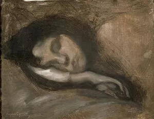 Eugène Carrière Gallery: Head of a Sleeping Woman, 19th or early 20th century. Artist: Eugene Carriere