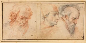 Three Head Studies, 1600s. Creator: Unknown