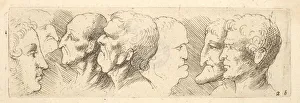 Wenceslaus And Xa0 Prints: Head studies, 1625-77. Creators: Wenceslaus Hollar, Leonardo da Vinci