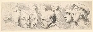 Head studies, 1644-52. Creator: Wenceslaus Hollar
