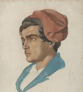 Lorenz Frolich Prints: Head Study of a Fisherman from Capri, ca. 1849. Creator: Lorenz Frolich