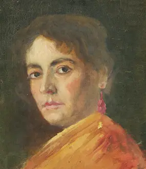 Garment Prints: Head Study of a Woman with an Earring, 1890-1900. Creator: Aurel Ballo