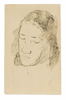 French Polynesian Prints: Head of a Tahitian Woman (recto), Sketches of Anatomical Details (verso), 1891 / 93