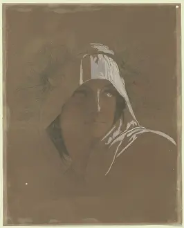 Chalk On Paper Prints: Head of the Tiburtine Sibyl, 1848. Creator: Eduard von Steinle