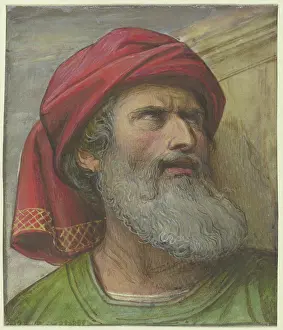 Turbans Prints: Head of an upward-looking man with a turban, c1830-1880. Creator: Eduard von Steinle