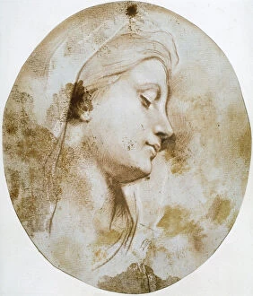 Boullogne Collection: Head of the Virgin, late 17th or 18th century. Artist: Louis de Boullogne II