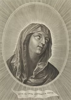Images Dated 25th September 2020: The head of the Virgin looking up to the right, in an oval frame, after Reni, ca. 1