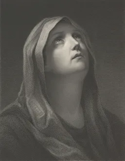 Guido Gallery: Head of the Virgin looking up to the right, after Reni, 1869. Creator: Robert Trossin
