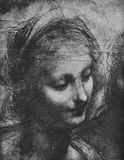 Leonardo De Vinci Gallery: Head of the Virgin - Virgin and Child with St. Anne and Infant St. John, c1480 (1945)