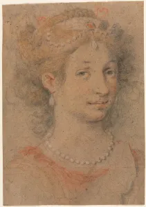 Heightened With White Chalk Prints: Head of a Woman, 1600s. Creator: Anonymous