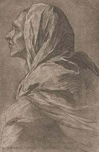 Pietro Prints: Head of a woman, ca. 1758. Creator: Lambert-Sigisbert Adam
