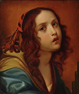 Jansson Karl Prints: Head of a Woman, copy after Carlo Dolci, 1861. Creator: Karl Emanuel Jansson