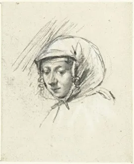 Head of a woman with a headscarf, to the left, c.1660. Creator: Moses ter Borch