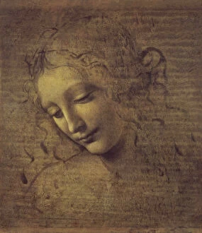 Popular Art Collection: Head of a Woman (La Scapigliata), 1500s. Artist: Leonardo da Vinci (1452-1519)