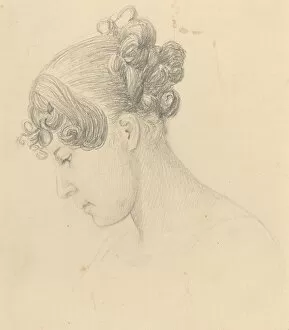 Ringlets Collection: Head of a Woman Looking Down (Theresa Turner?). Creator: John Flaxman