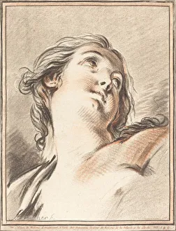 Boucher Fran And Xe7 Prints: Head of a Woman Looking Up, 1767. Creator: Gilles Demarteau