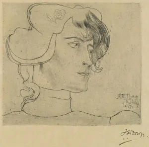 Toorop Jan Prints: Head of a Woman (Marguérite Adolphine Helfrich), 1897. Creator: Jan Toorop