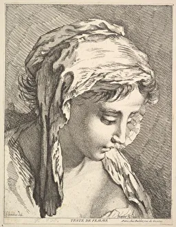 Jacques Gabriel Prints: Head of a Woman, mid to late 18th century. Creator: Jacques Gabriel Huquier