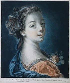 Head of a Woman (Mme. Deshayes?), c. 1771. Creator: Louis-Marin Bonnet (French, 1736-1793)