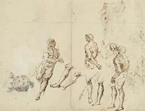 Head of a Woman and Studies of a Male Nude [verso]. Creator: Francesco Fontebasso