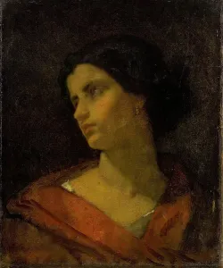 Head of a Woman, Study, 1835-1861. Creator: Thomas Couture