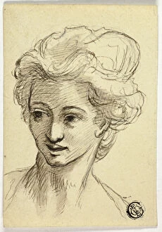 Brown Ink Collection: Head of Woman, Turning Left, n.d. Creator: tyle of Angelica Kauffmann Swiss, 1741-1807