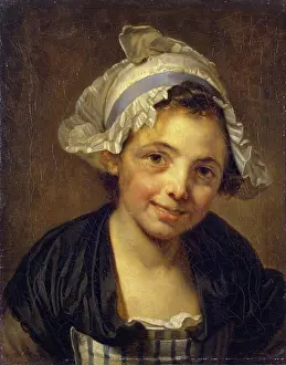 1760s Prints: Head of a Young Girl in a Bonnet, 1760. Creator: Jean-Baptiste Greuze