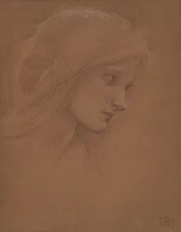 Sanguine Prints: Head of a young girl. Creator: Burne-Jones, Sir Edward Coley (1833-1898)