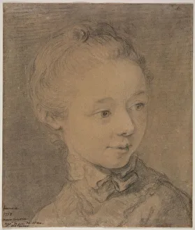 Attributed To Prints: Head of a Young Girl Turning toward the Right, 1758?. Creator: Francois Hubert Drouais